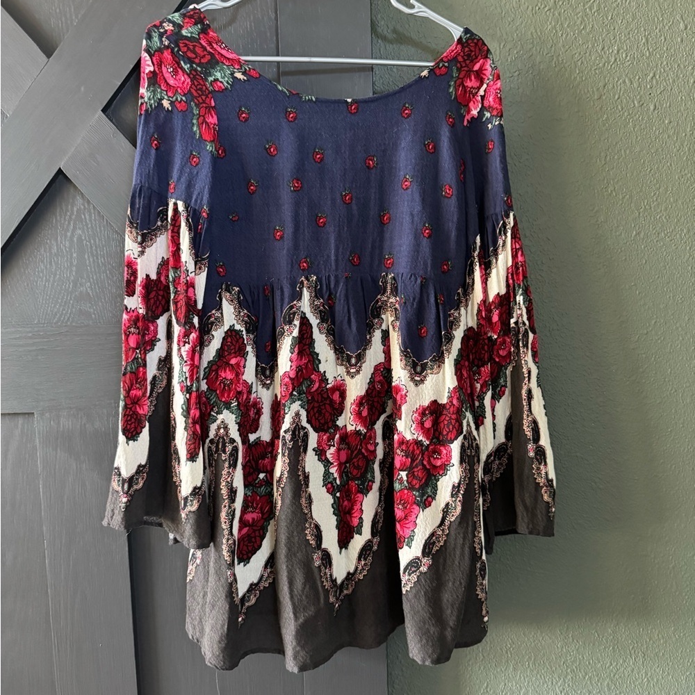 Free People Falling Tapestry Floral Rose Babydoll Dress